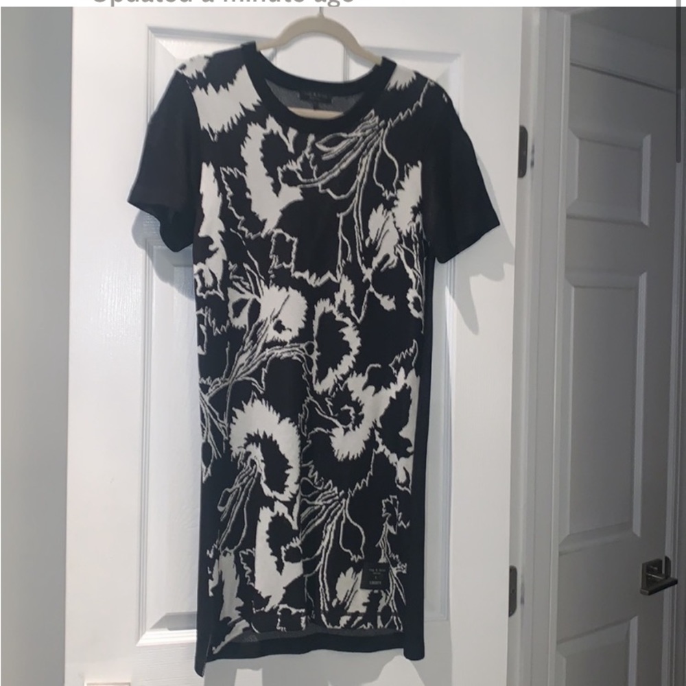 Rag & Bone x Liberty of London collaboration black floral knit sweater dress SM